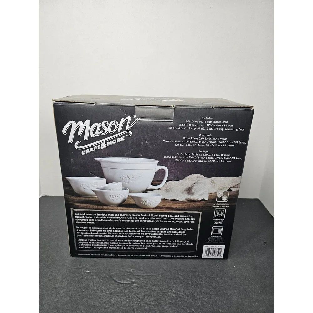 Mason Craft & More 5 Piece Batter Bowl & Measuring Cup Set New in Box GIFT SET